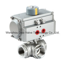 Stainless Steel Pneumatic Three Way Ball Valve with Limit Switch